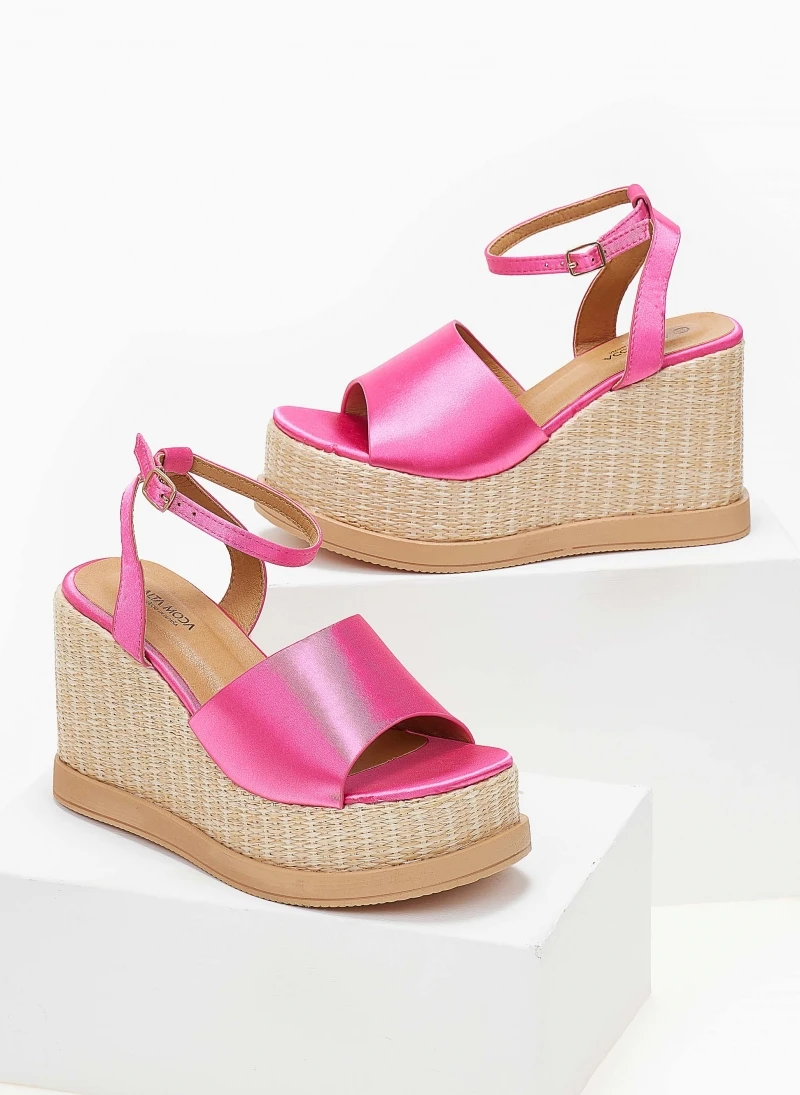 The Fashion Project Πλατφόρμες σατέν με ψάθινη σόλα - Φούξια 7 The Fashion Project Πλατφόρμες σατέν με ψάθινη σόλα - Φούξια - Image 5