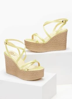 Πλατφόρμες σατέν χαστί Tfp - Κίτρινο -The Fashion Project κατάστημα platformes saten tfp me desimo xiasti 101316 ayrz