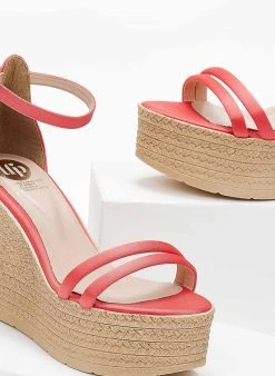 Πλατφόρμες σατέν με μπαρέτα Tfp - Κοραλί -The Fashion Project κατάστημα platformes saten tfp me mpareta 101305 504i