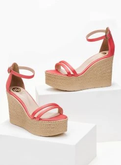 Πλατφόρμες σατέν με μπαρέτα Tfp - Κοραλί -The Fashion Project κατάστημα platformes saten tfp me mpareta 101305 clpk