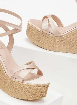 The Fashion Project Πλατφόρμες σατέν Crossover Tfp - Nude -The Fashion Project κατάστημα platformes saten tfp me xiasti lourakia 102090 cp7k