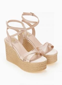 The Fashion Project Πλατφόρμες σατέν Crossover Tfp - Nude -The Fashion Project κατάστημα platformes saten tfp me xiasti lourakia 102090 hwh1