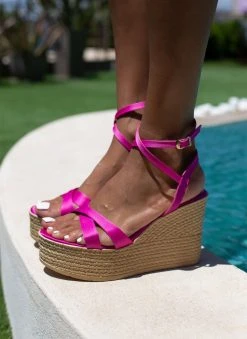 The Fashion Project Πλατφόρμες σατέν Crossover Tfp - Φούξια