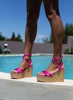 The Fashion Project Πλατφόρμες σατέν Crossover Tfp - Φούξια -The Fashion Project κατάστημα platformes saten tfp me xiasti lourakia 102091 krco