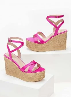 The Fashion Project Πλατφόρμες σατέν Crossover Tfp - Φούξια -The Fashion Project κατάστημα platformes saten tfp me xiasti lourakia 102091 n4o7