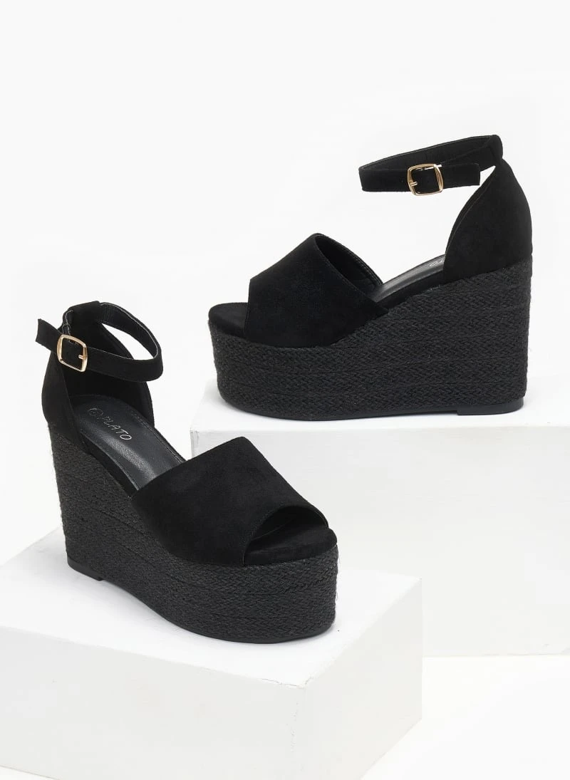 The Fashion Project Πλατφόρμες Suede με μπαρέτα - Μαύρο 4 The Fashion Project Πλατφόρμες Suede με μπαρέτα - Μαύρο - Image 2