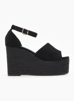 The Fashion Project Πλατφόρμες Suede με μπαρέτα - Μαύρο