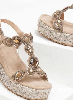 The Fashion Project Πλατφόρμες Suede με πέτρες και στρας - Τάουπε -The Fashion Project κατάστημα platformes suede me petres kai stras 111739 dn3k