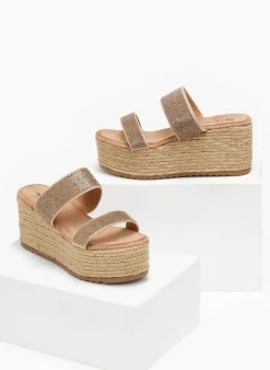 The Fashion Project Πλατφόρμες Suede με στρας - Μπεζ -The Fashion Project κατάστημα platformes suede me strass 110646 agko