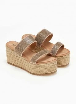 The Fashion Project Πλατφόρμες Suede με στρας - Μπεζ -The Fashion Project κατάστημα platformes suede me strass 110646 eisg