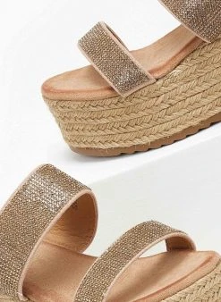 The Fashion Project Πλατφόρμες Suede με στρας - Μπεζ -The Fashion Project κατάστημα platformes suede me strass 110646 zvbu