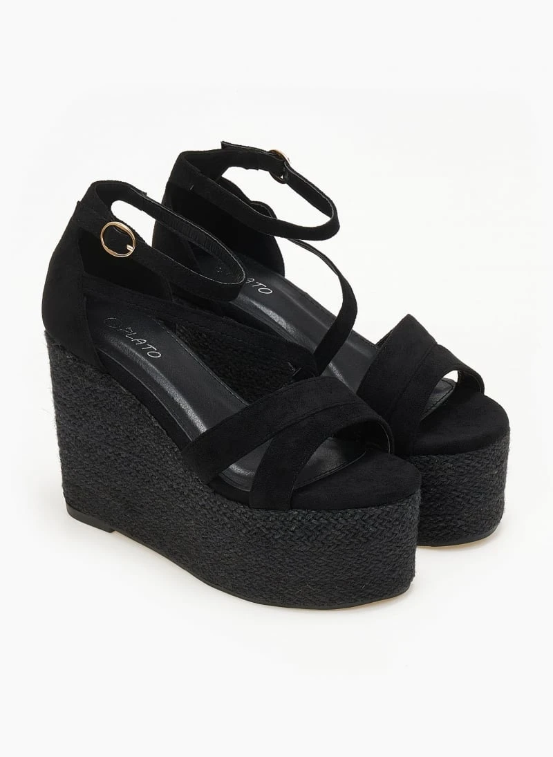 The Fashion Project Πλατφόρμες Suede με σχοίνινη σόλα - Μαύρο 4 The Fashion Project Πλατφόρμες Suede με σχοίνινη σόλα - Μαύρο - Image 2
