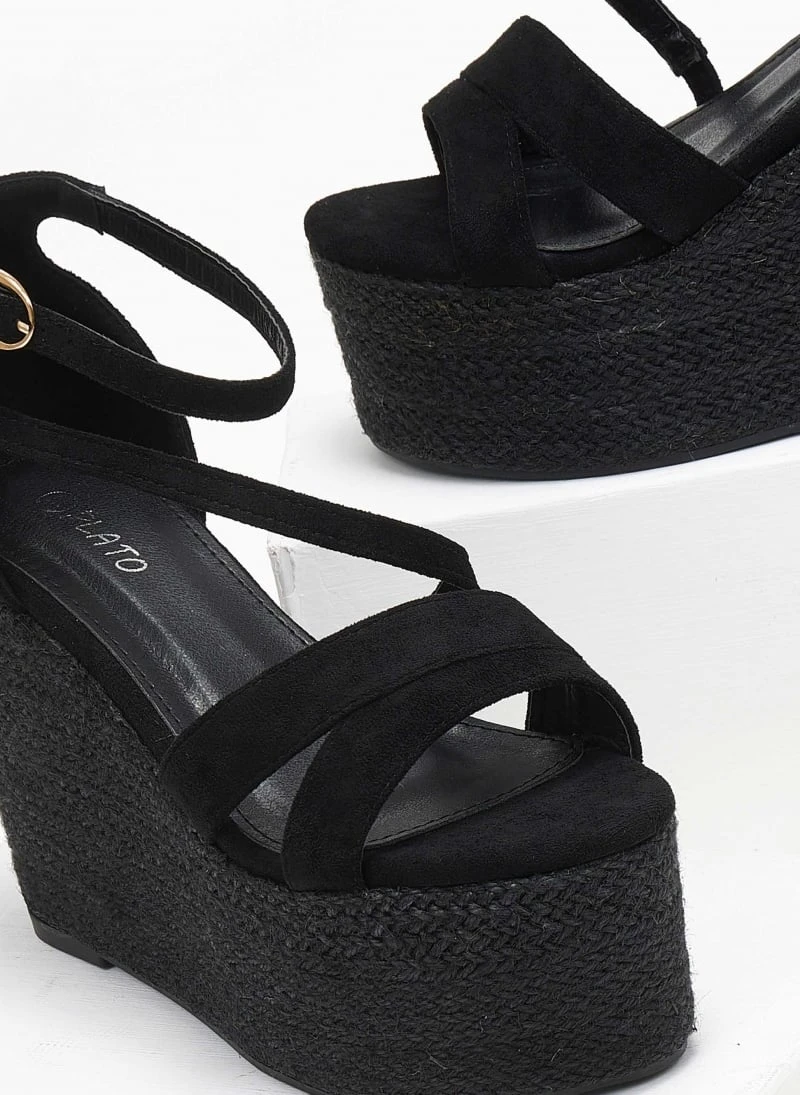 The Fashion Project Πλατφόρμες Suede με σχοίνινη σόλα - Μαύρο 6 The Fashion Project Πλατφόρμες Suede με σχοίνινη σόλα - Μαύρο - Image 4