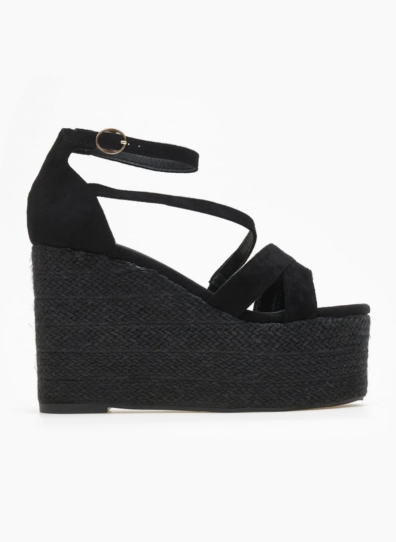 The Fashion Project Πλατφόρμες Suede με σχοίνινη σόλα - Μαύρο 3 The Fashion Project Πλατφόρμες Suede με σχοίνινη σόλα - Μαύρο