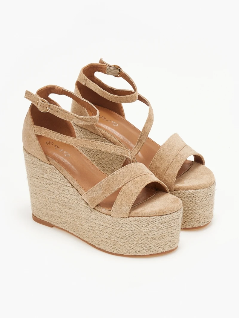 The Fashion Project Πλατφόρμες Suede με σχοίνινη σόλα - Μπεζ 6 The Fashion Project Πλατφόρμες Suede με σχοίνινη σόλα - Μπεζ - Image 4
