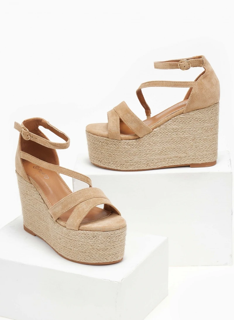 The Fashion Project Πλατφόρμες Suede με σχοίνινη σόλα - Μπεζ 4 The Fashion Project Πλατφόρμες Suede με σχοίνινη σόλα - Μπεζ - Image 2