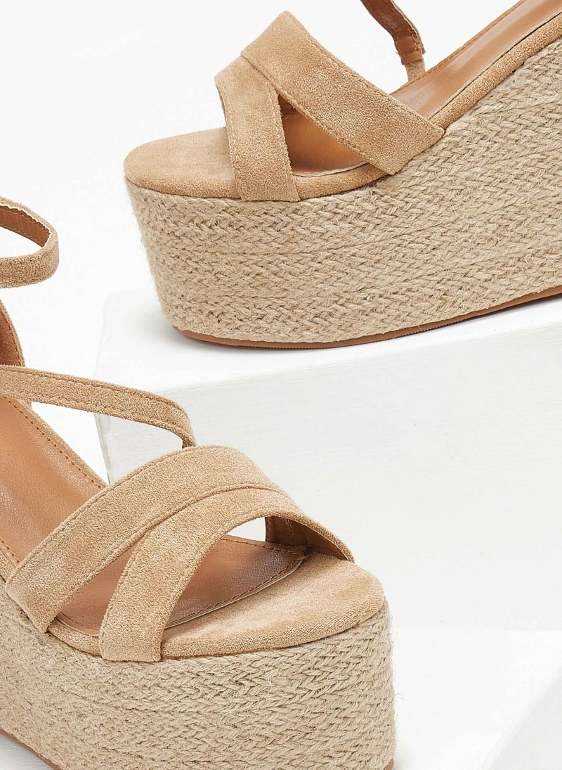The Fashion Project Πλατφόρμες Suede με σχοίνινη σόλα - Μπεζ 5 The Fashion Project Πλατφόρμες Suede με σχοίνινη σόλα - Μπεζ - Image 3
