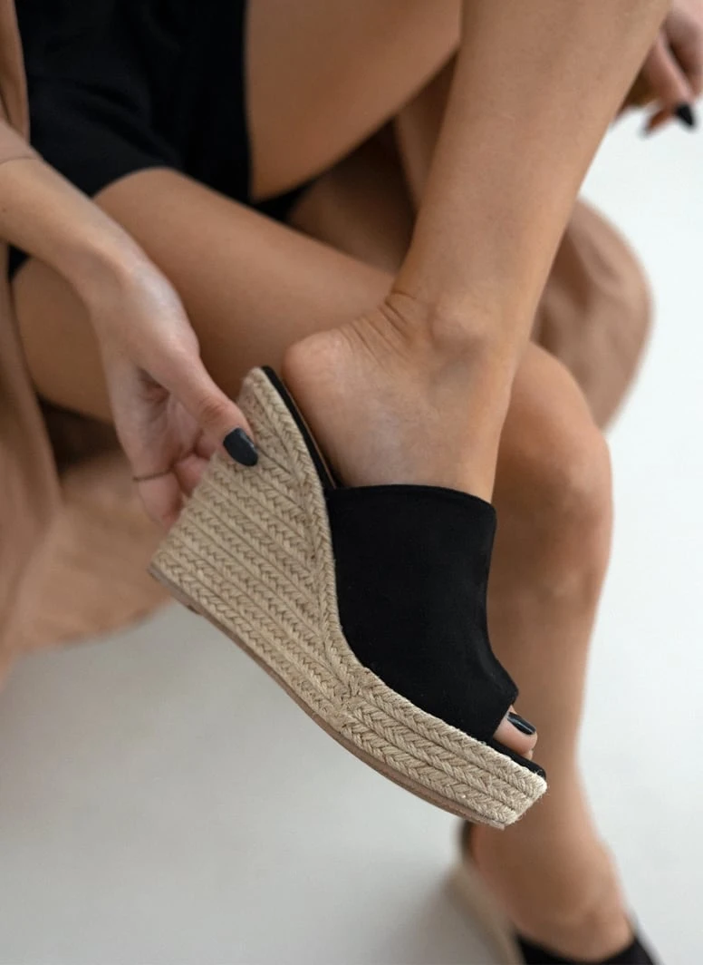 The Fashion Project Πλατφόρμες Suede με σχοίνινη σόλα - Μαύρο 3 The Fashion Project Πλατφόρμες Suede με σχοίνινη σόλα - Μαύρο