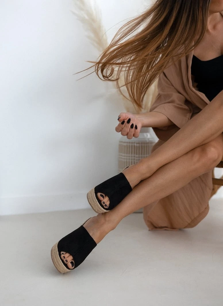 The Fashion Project Πλατφόρμες Suede με σχοίνινη σόλα - Μαύρο 4 The Fashion Project Πλατφόρμες Suede με σχοίνινη σόλα - Μαύρο - Image 2