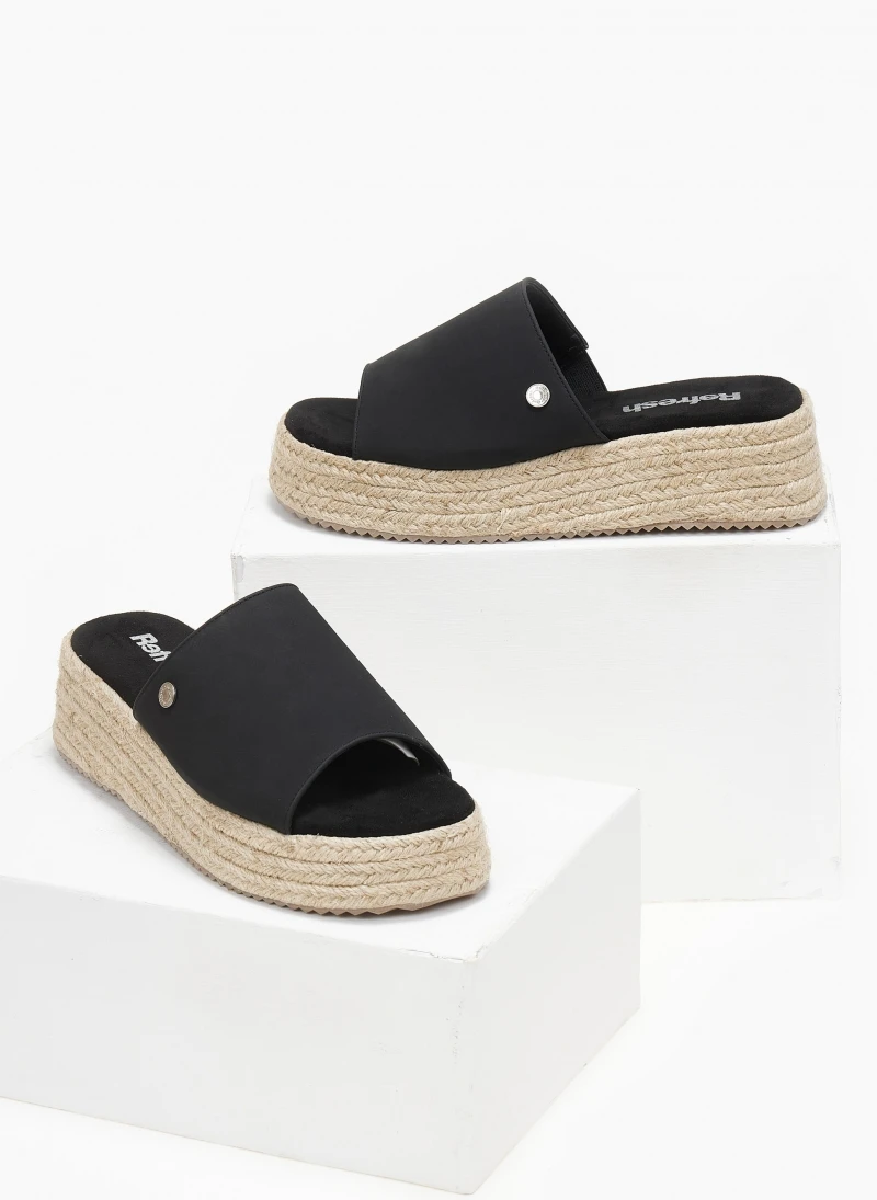 Πλατφόρμες Suede με σχοίνινη σόλα Refresh 170776 - Μαύρο 4 Πλατφόρμες Suede με σχοίνινη σόλα Refresh 170776 - Μαύρο - Image 2