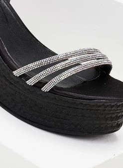 Πλατφόρμες με Strass λουράκια Tfp - Μαύρο -The Fashion Project κατάστημα platformes tfp me stass lourakia 102163 59gp