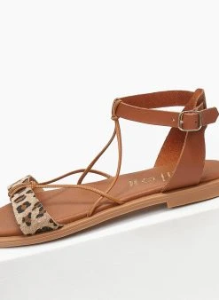 Σανδάλια δερμάτινα Ankle Strap Estil - Ταμπά -The Fashion Project κατάστημα sandalia dermatina ankle strap estil 110783 8swl