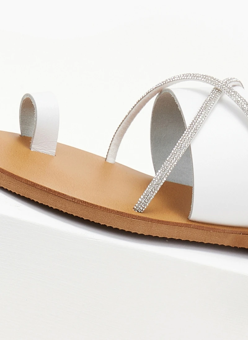 Σανδάλια δερμάτινα με στρας Estil - Λευκό 5 Σανδάλια δερμάτινα με στρας Estil - Λευκό - Image 3