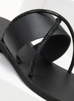 Σανδάλια δερμάτινα με στρας Estil - Μαύρο -The Fashion Project κατάστημα sandalia dermatina estil 106081 lx9w
