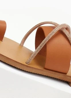 Σανδάλια δερμάτινα με στρας Estil - Ταμπά -The Fashion Project κατάστημα sandalia dermatina estil 106082 1mj4
