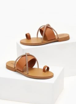 Σανδάλια δερμάτινα με στρας Estil - Ταμπά -The Fashion Project κατάστημα sandalia dermatina estil 106082 zofo