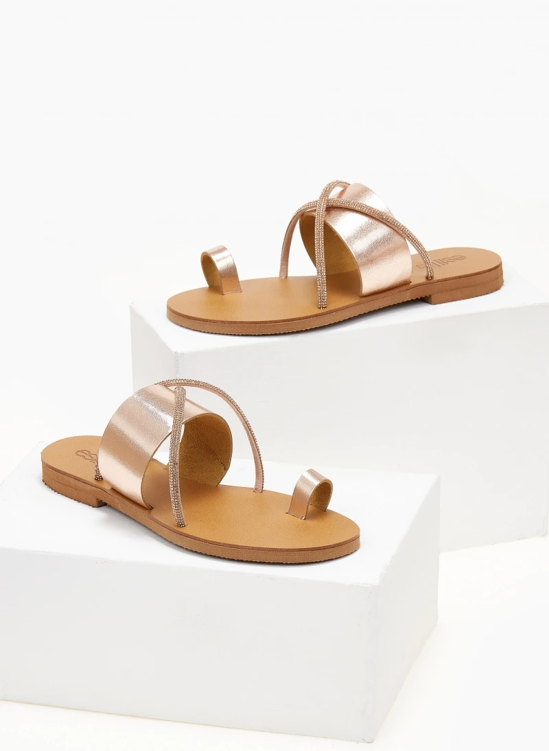 Σανδάλια δερμάτινα με στρας Estil - Χαλκός 5 Σανδάλια δερμάτινα με στρας Estil - Χαλκός - Image 3