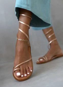 Σανδάλια δερμάτινα με έλασμα Estil - Χαλκός