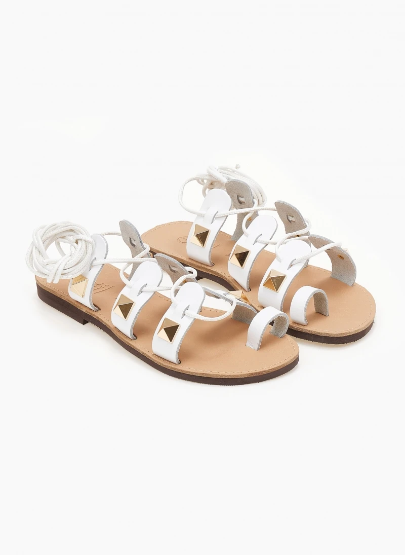 Σανδάλια δερμάτινα με κορδόνια και τρουκς Estil - Λευκό 4 Σανδάλια δερμάτινα με κορδόνια και τρουκς Estil - Λευκό - Image 2