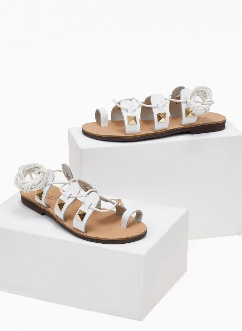 Σανδάλια δερμάτινα με κορδόνια και τρουκς Estil - Λευκό 6 Σανδάλια δερμάτινα με κορδόνια και τρουκς Estil - Λευκό - Image 4