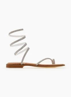 Σανδάλια δερμάτινα με στρας έλασμα Estil - Ασημί -The Fashion Project κατάστημα sandalia dermatina estil me strass elasma 105581 fa2i