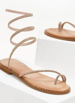 Σανδάλια δερμάτινα με στρας έλασμα Estil - Χαλκός -The Fashion Project κατάστημα sandalia dermatina estil me strass elasma 105582 5vba