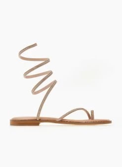 Σανδάλια δερμάτινα με στρας έλασμα Estil - Χαλκός -The Fashion Project κατάστημα sandalia dermatina estil me strass elasma 105582 bznu