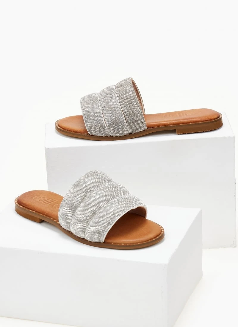 Σανδάλια δερμάτινα με στρας φάσα Estil - Ασημί 8 Σανδάλια δερμάτινα με στρας φάσα Estil - Ασημί - Image 6