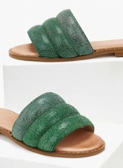 Σανδάλια δερμάτινα με στρας φάσα Estil - Πράσινο -The Fashion Project κατάστημα sandalia dermatina estil me strass fasa 105829 92rt