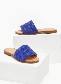 Σανδάλια δερμάτινα με στρας φάσα Estil - Μπλε -The Fashion Project κατάστημα sandalia dermatina estil me strass fasa 105830 yzlb