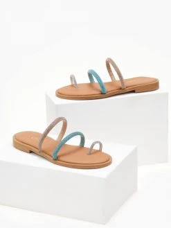 Σανδάλια δερμάτινα με στρας και διχρωμία Estil - Γαλάζιο -The Fashion Project κατάστημα sandalia dermatina estil me strass kai dixrwmia 105363 f7vb