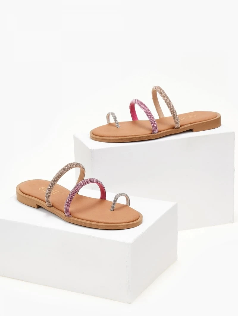 Σανδάλια δερμάτινα με στρας και διχρωμία Estil - Φούξια 5 Σανδάλια δερμάτινα με στρας και διχρωμία Estil - Φούξια - Image 3