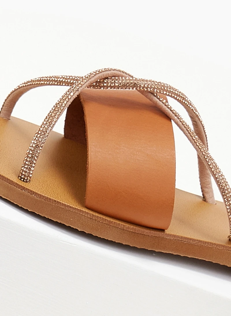 Σανδάλια δερμάτινα με χιαστί Strass λουράκια Estil - Ταμπά 5 Σανδάλια δερμάτινα με χιαστί Strass λουράκια Estil - Ταμπά - Image 3