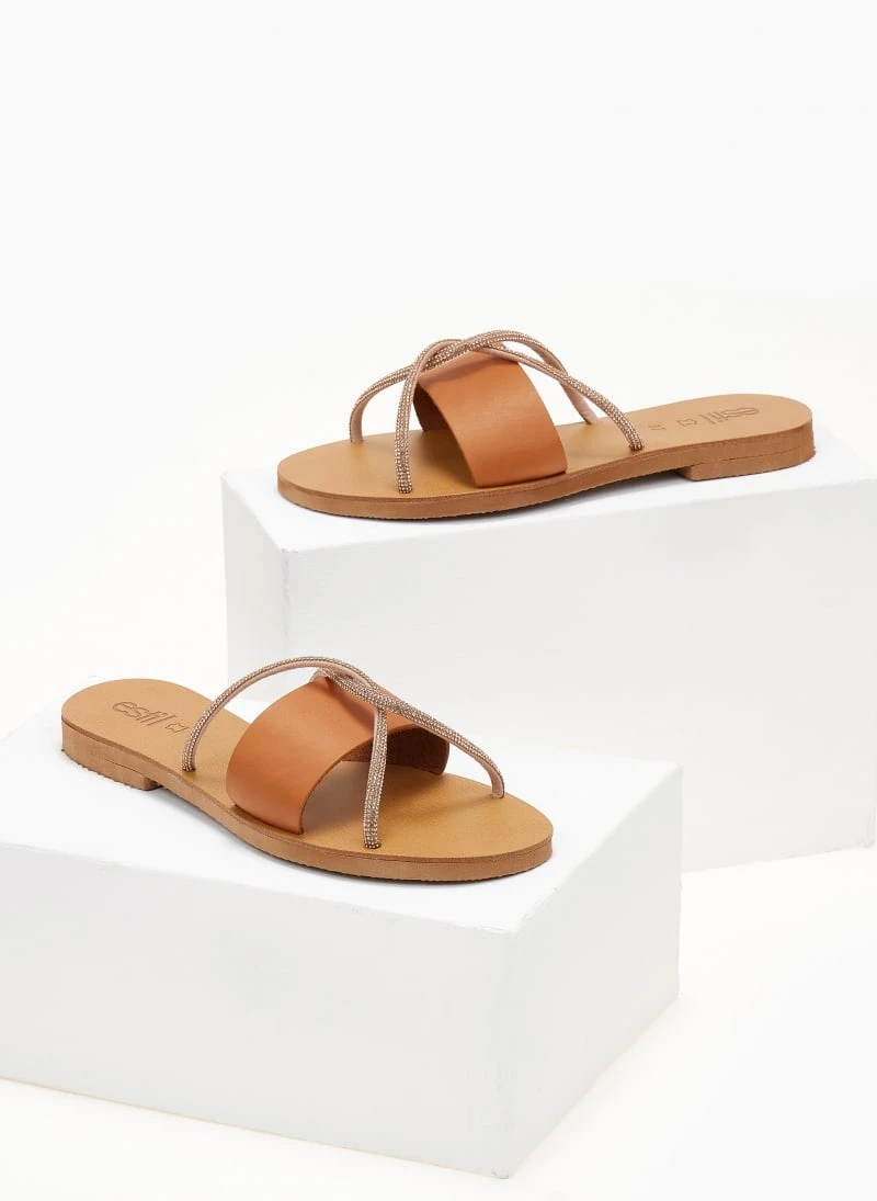 Σανδάλια δερμάτινα με χιαστί Strass λουράκια Estil - Ταμπά 7 Σανδάλια δερμάτινα με χιαστί Strass λουράκια Estil - Ταμπά - Image 5