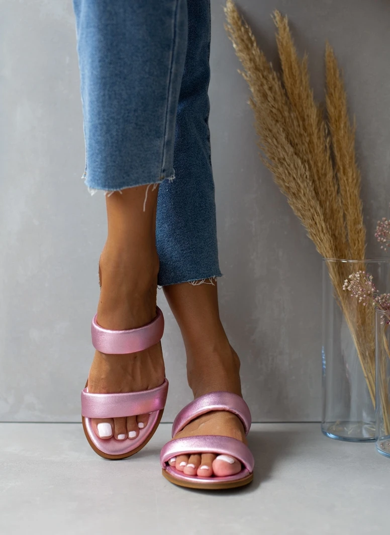 Σανδάλια δερμάτινα μεταλλιζέ Estil - Ροζ 3 Σανδάλια δερμάτινα μεταλλιζέ Estil - Ροζ