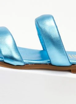 Σανδάλια δερμάτινα μεταλλιζέ Estil - Μπλε -The Fashion Project κατάστημα sandalia dermatina estil metallize 105880 0xmr
