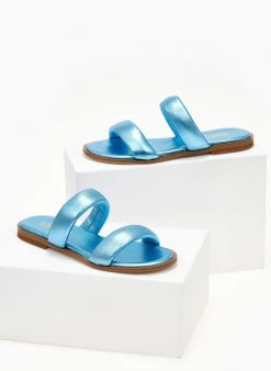 Σανδάλια δερμάτινα μεταλλιζέ Estil - Μπλε -The Fashion Project κατάστημα sandalia dermatina estil metallize 105880 e63s