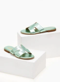 Σανδάλια δερμάτινα σε μεταλλικά χρώματα Estil - Βεραμάν -The Fashion Project κατάστημα sandalia dermatina estil se metallika xrwmata 105948 x227