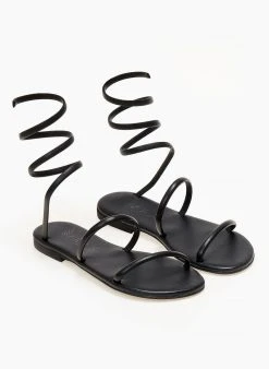 Σανδάλια δερμάτινα με ψηλό δέσιμο Iris - Μαύρο -The Fashion Project κατάστημα sandalia dermatina iris me idiaitero desimo 104317 nkgr