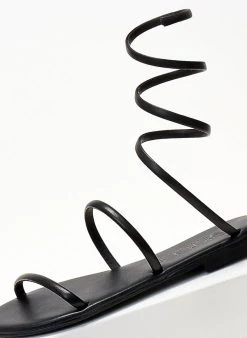 Σανδάλια δερμάτινα με ψηλό δέσιμο Iris - Μαύρο -The Fashion Project κατάστημα sandalia dermatina iris me idiaitero desimo 104317 oti2